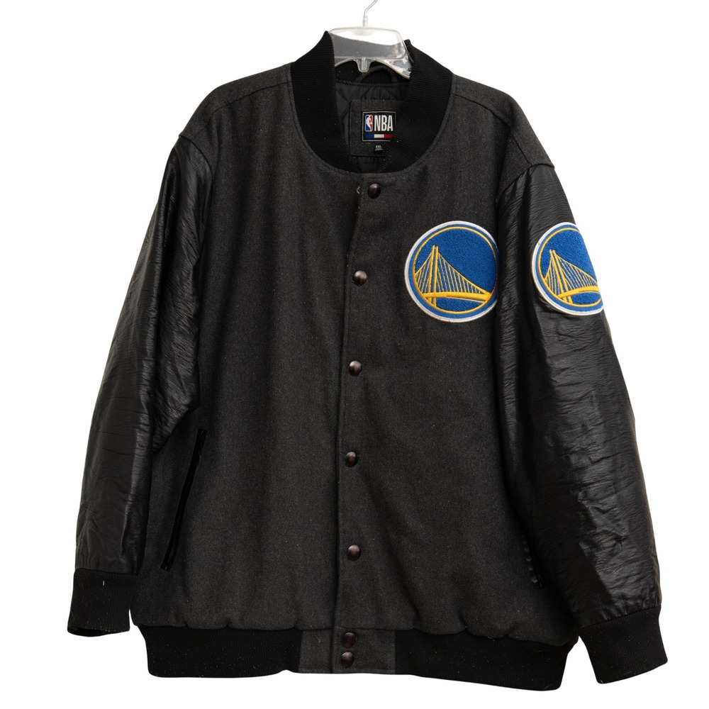 Vintage NBA Golden State Warriors Varsity Jacket XXL Wool Leather Patch Logo Y2K